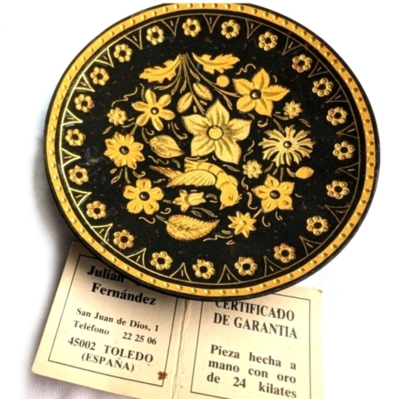 Vintage Other - 24K GOLD Damascene Spanish Mini Bowl Saucer Plate Rare Collectors New